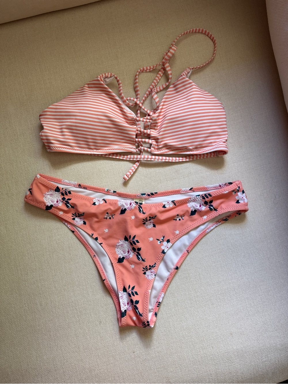 Cupshe orange Striped & Floral Two-Piece Bikini